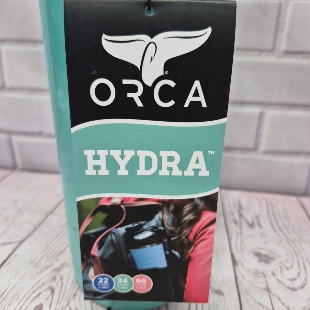 NWT ORCA HYDRA 34 oz Water Bottle Whale Tail Handle Seafoam - Picture 4 of 9
